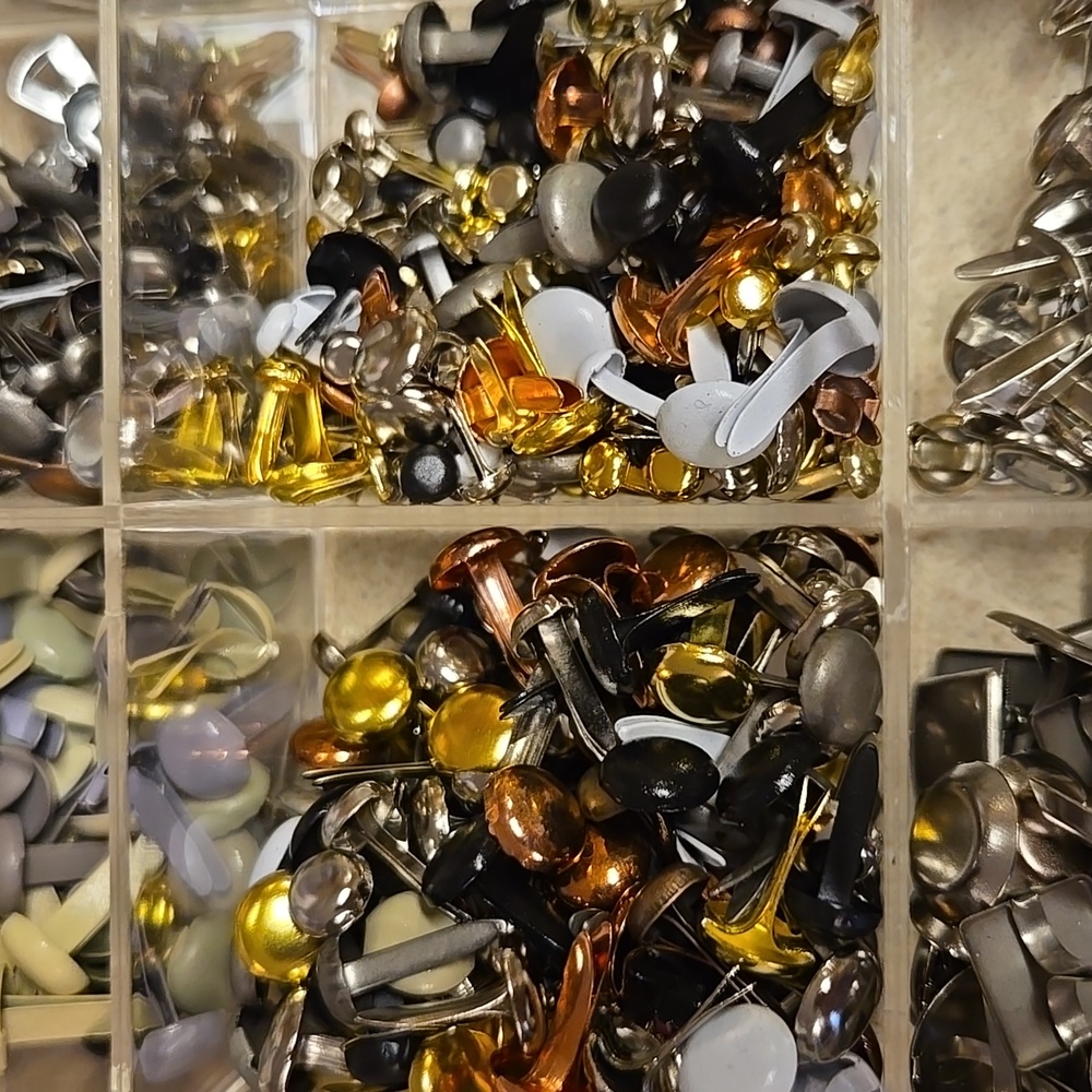 Assorted Metal Fasteners in Organizer Box For Crafts Scrapbooking - Picture 9 of 12